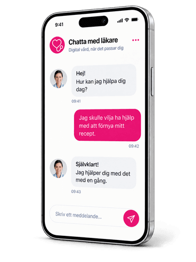 Mobilvy för att chatta med läkare hos Hemläkare.se.